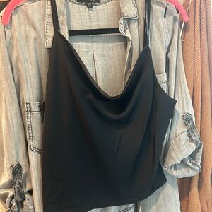 Black Cowl Neck Tank button up back like new